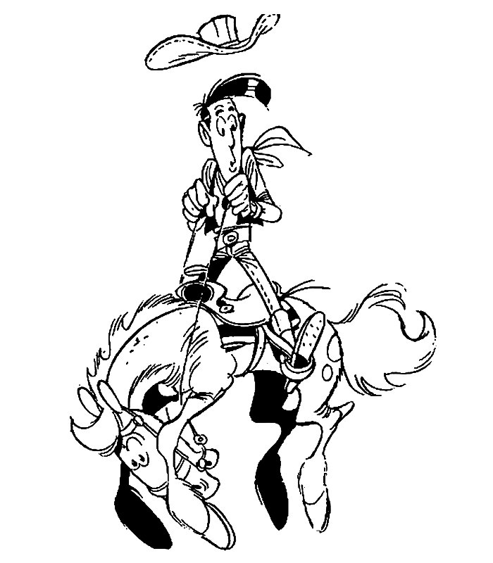 coloriage jolly jumper joue au rodeo avec lucky luke